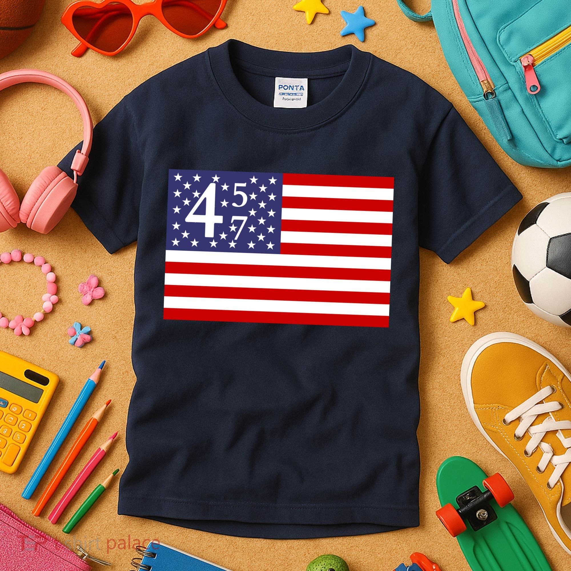 Donald Trump 45 47 Political Kids T-Shirt
