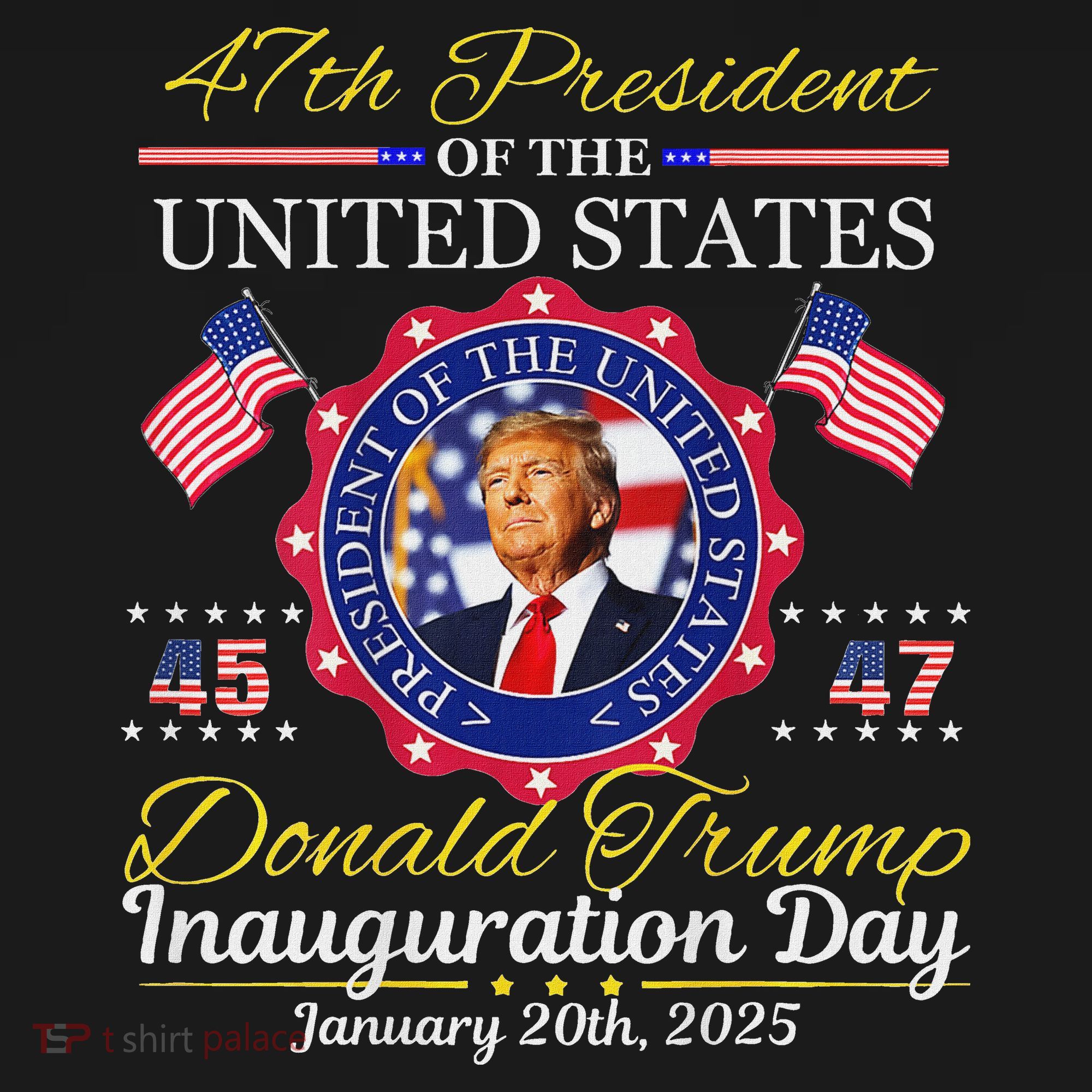 Donald Trump 47th President Inauguration 2025 Flat Bill Trucker Hat