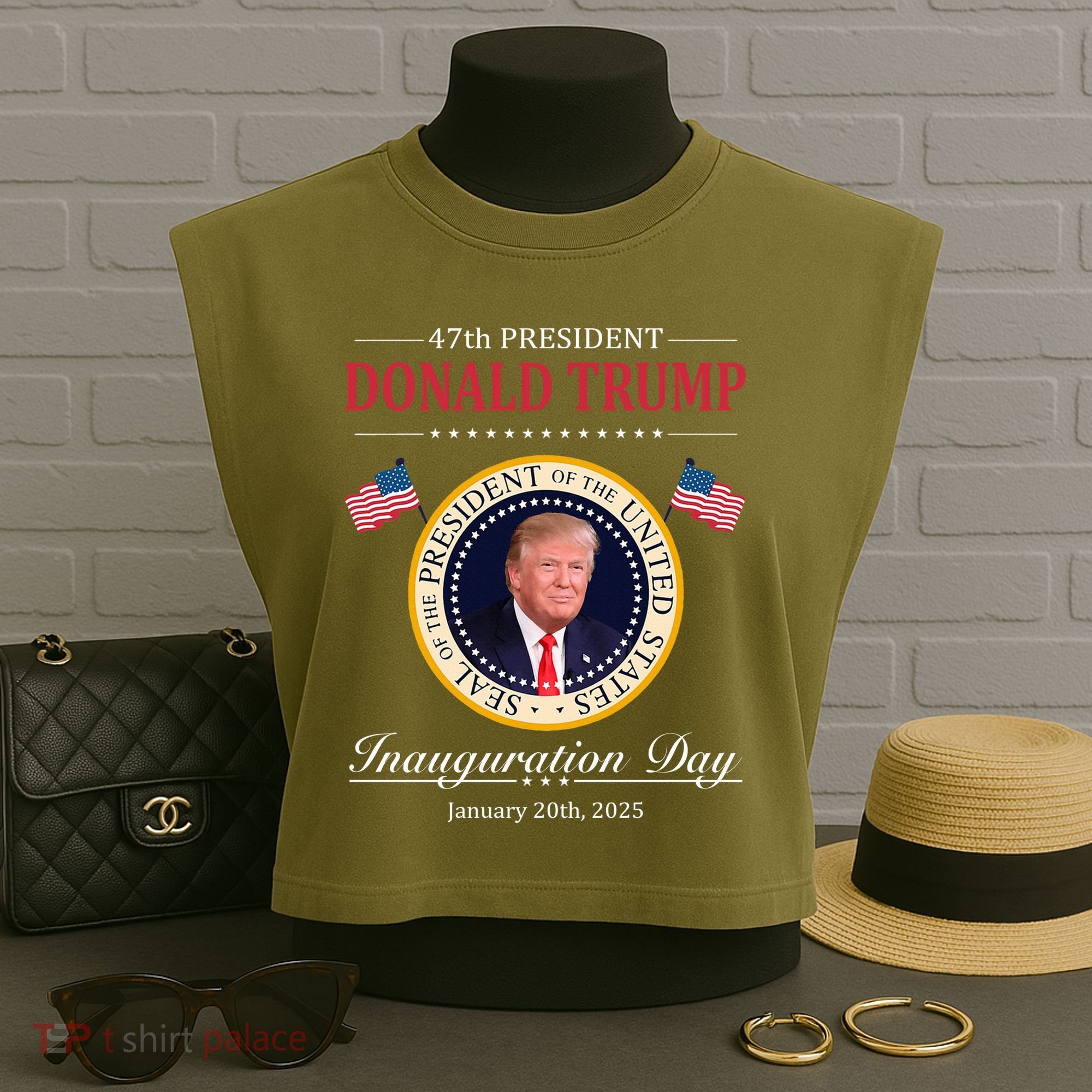 Donald Trump 4th President Inauguration Day Garment-Dyed Women's Muscle Tee