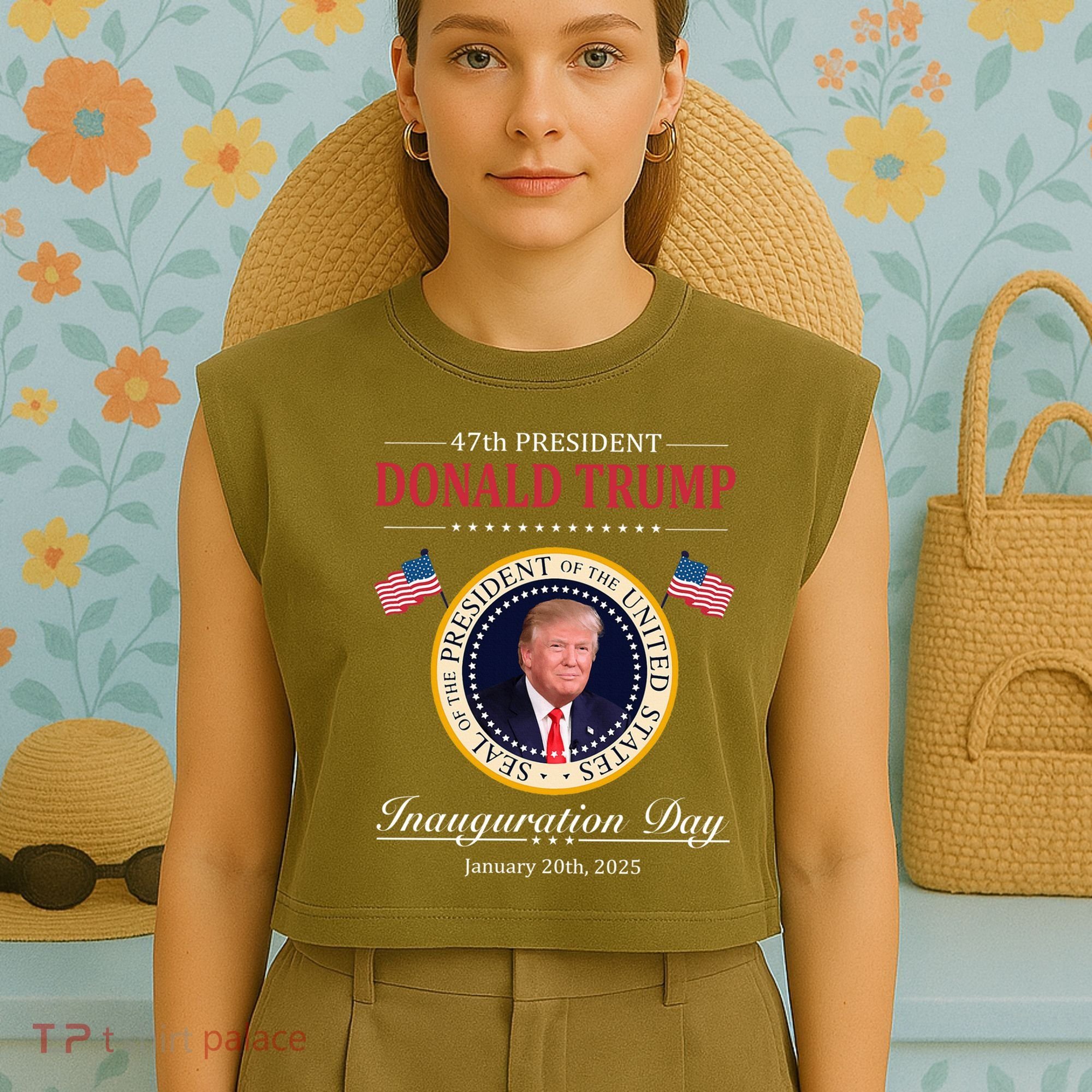 Donald Trump 4th President Inauguration Day Garment-Dyed Women's Muscle Tee
