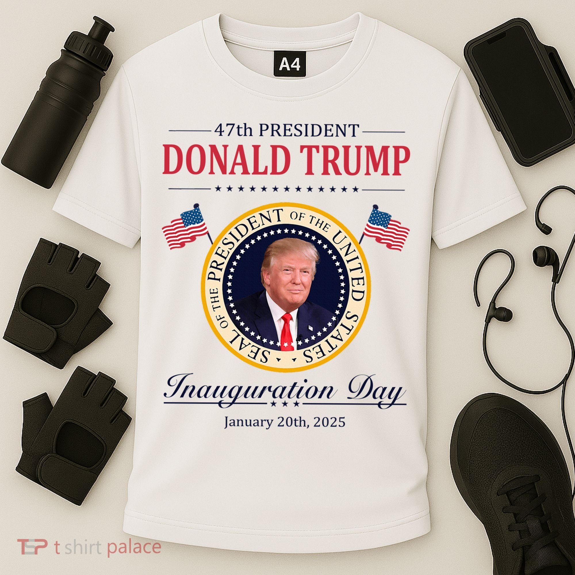 Donald Trump 4th President Inauguration Day Cooling Performance Crew T-Shirt