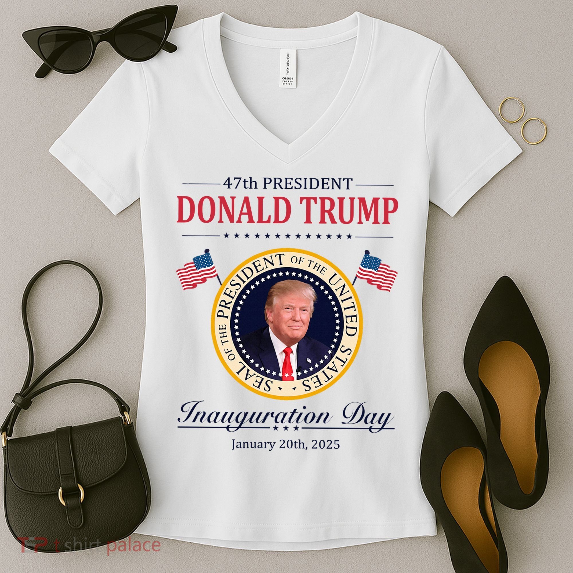 Donald Trump 4th President Inauguration Day Women's V-Neck T-Shirt