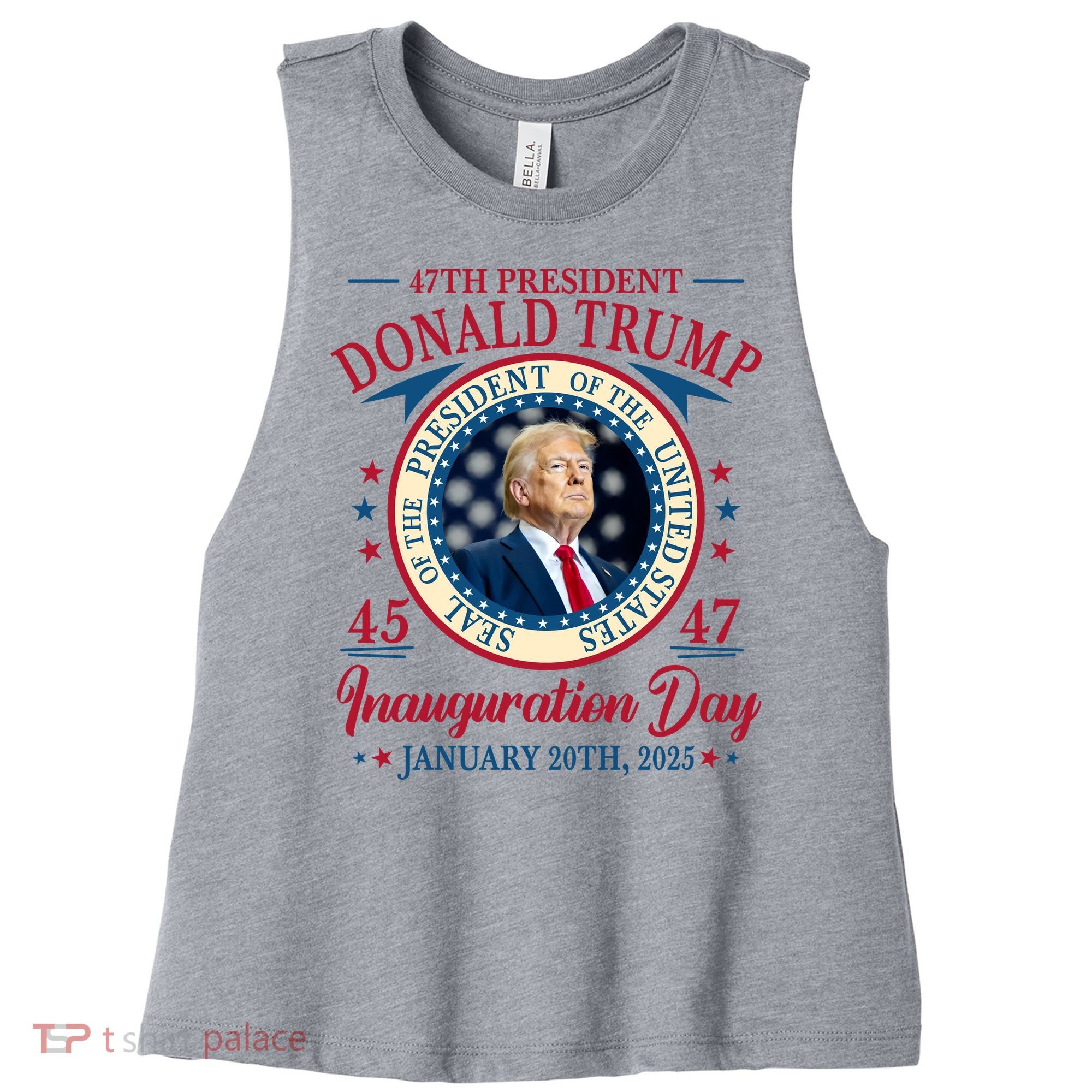 Donald Trump 47th President Inauguration 2025 Supporters Patriotic Women's Racerback Cropped Tank