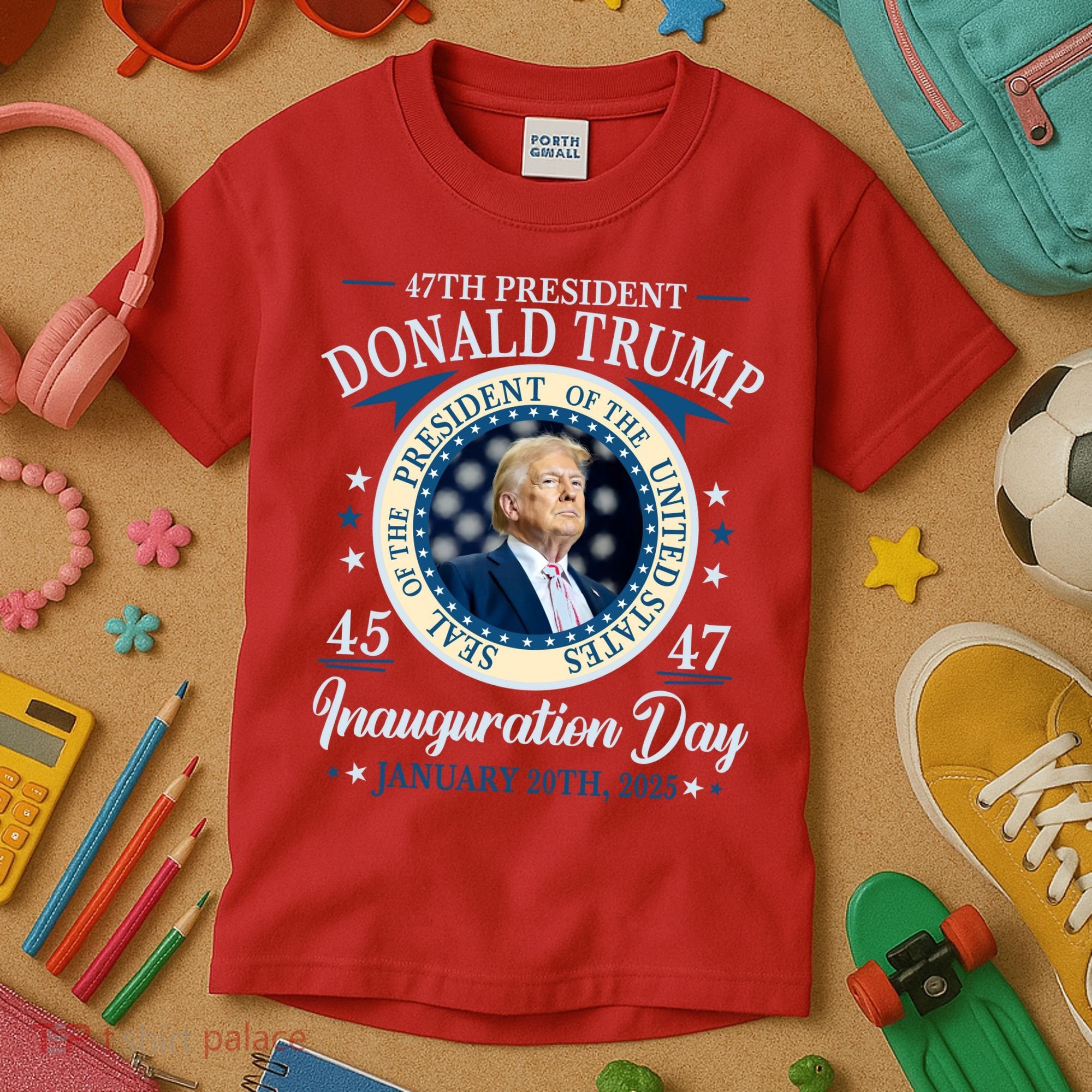 Donald Trump 47th President Inauguration 2025 Supporters Patriotic Kids T-Shirt