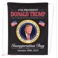 Donald Trump 47th President Inauguration 2025 Supporters Drawstring Bag thumb 0