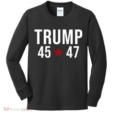 Donald Trump 45 47th President Kids Long Sleeve Shirt