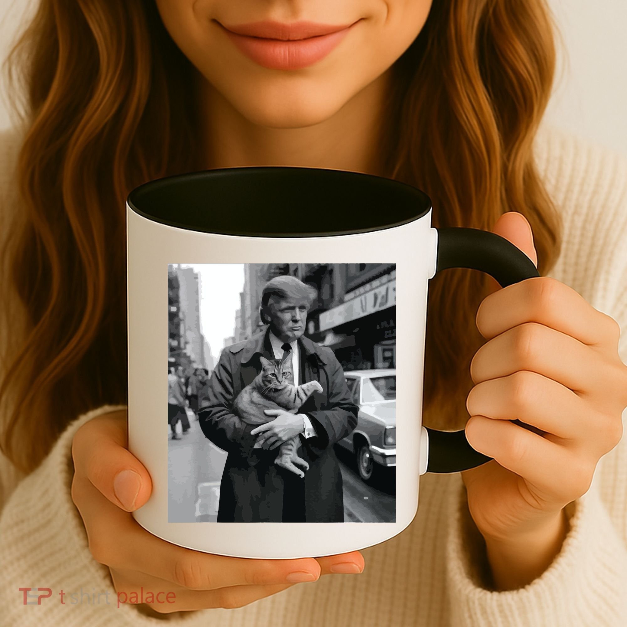 Donald Trump And Cat In Nyc Coffee Mug