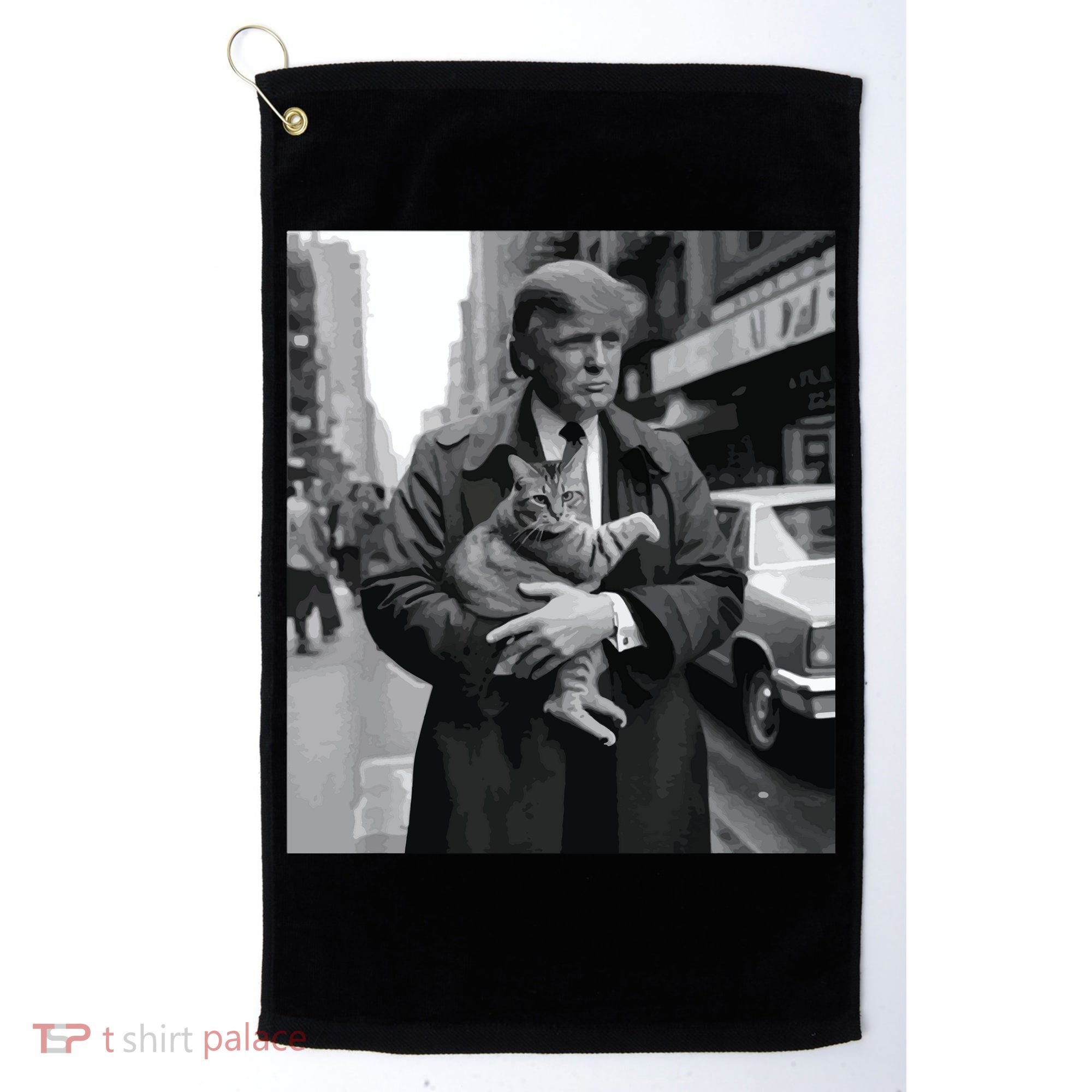 Donald Trump And Cat In Nyc Golf Towel