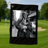 Donald Trump And Cat In Nyc Golf Towel thumb 1