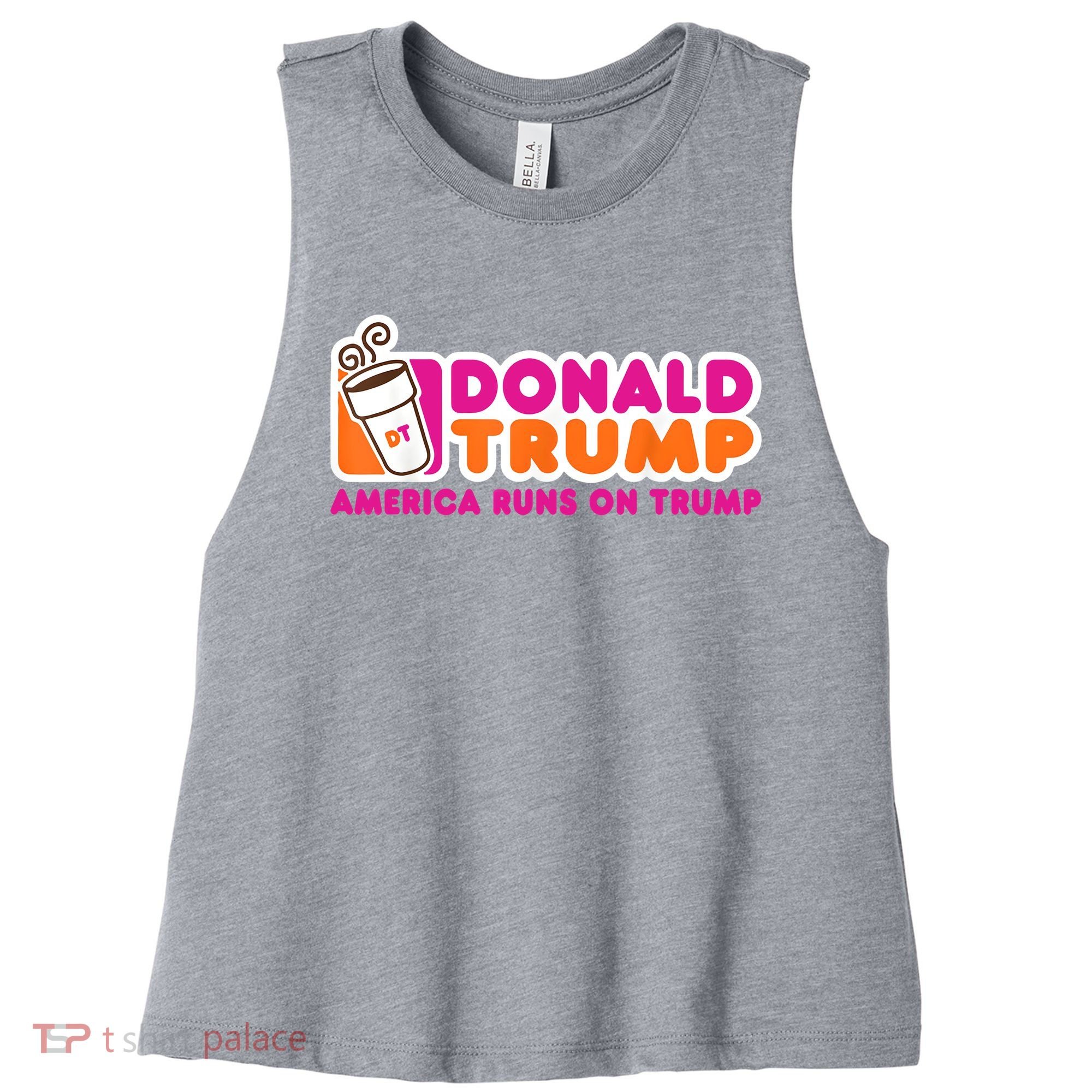 Donald Trump America Runs On Trump Women's Racerback Cropped Tank