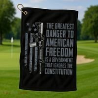 Danger To American Freedom Pro Gun 2nd Amendment Golf Towel thumb 1