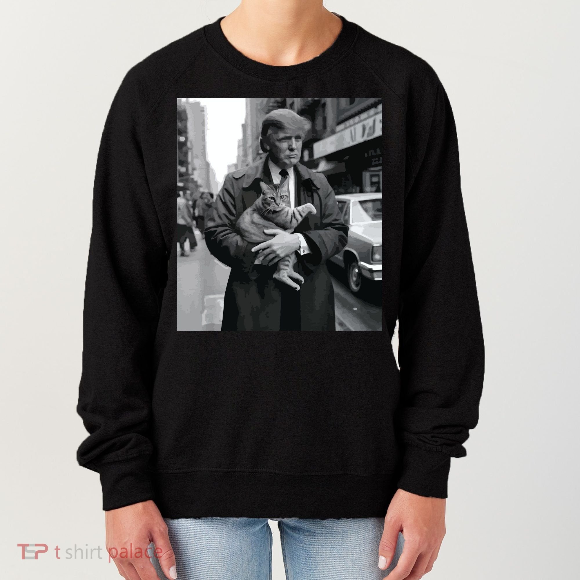 Donald Trump And Cat In Nyc Women's Sweatshirt