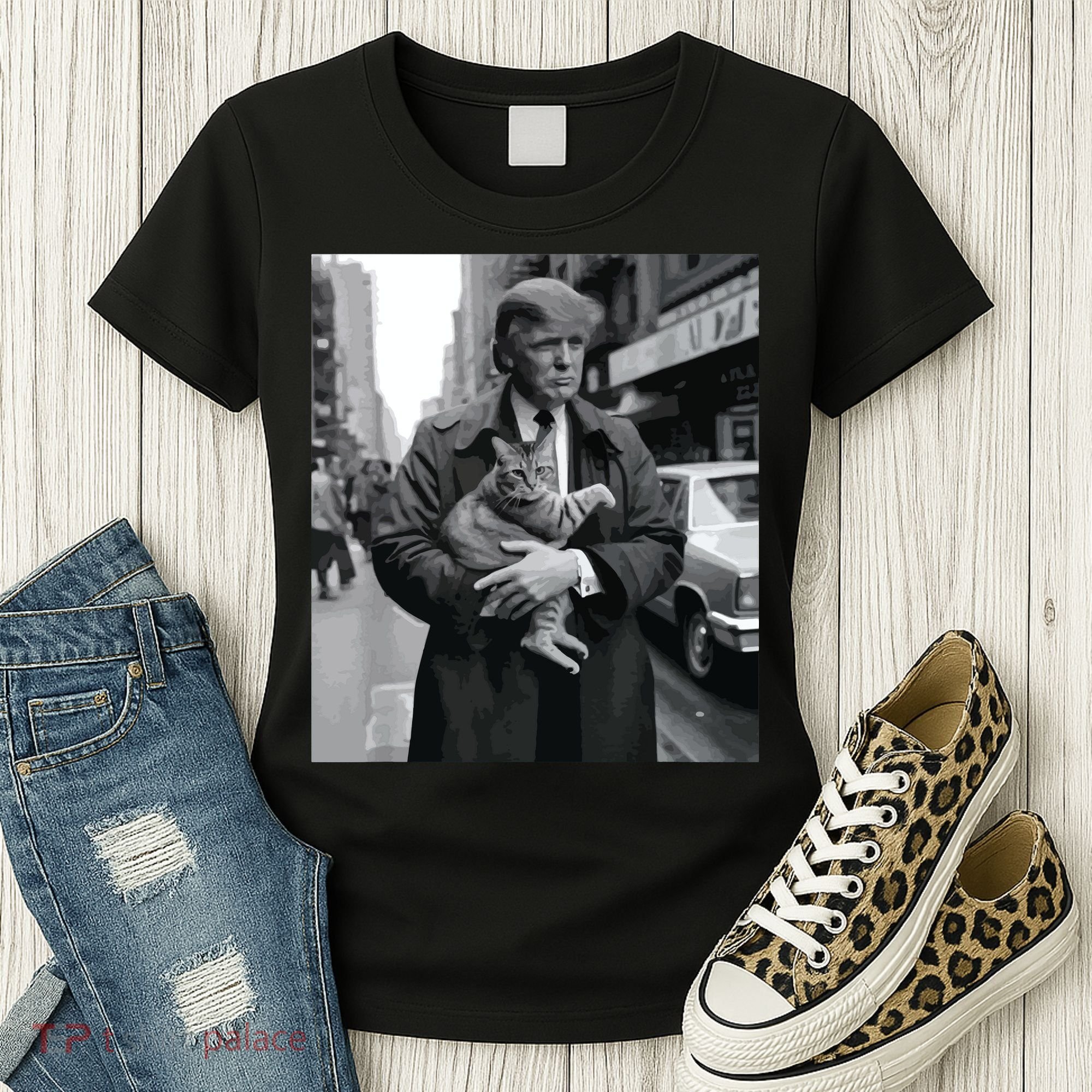 Donald Trump And Cat In Nyc Women's T-Shirt