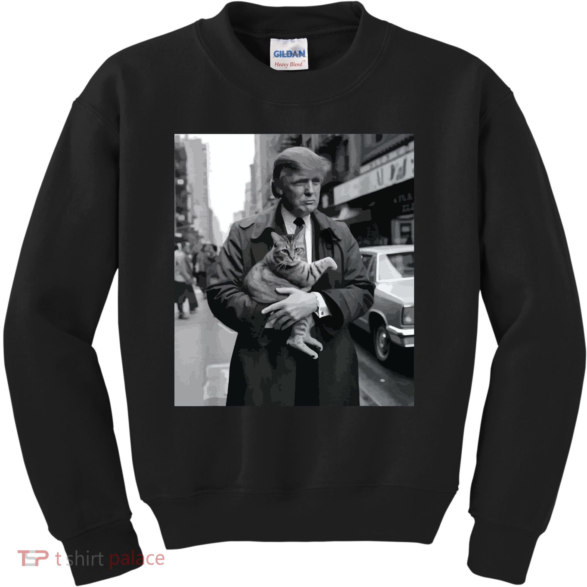 Donald Trump And Cat In Nyc Kids Sweatshirt