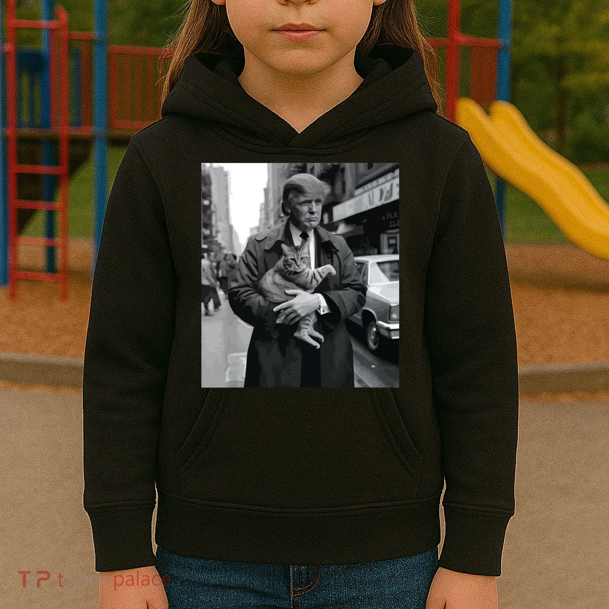 Donald Trump And Cat In Nyc Kids Hoodie
