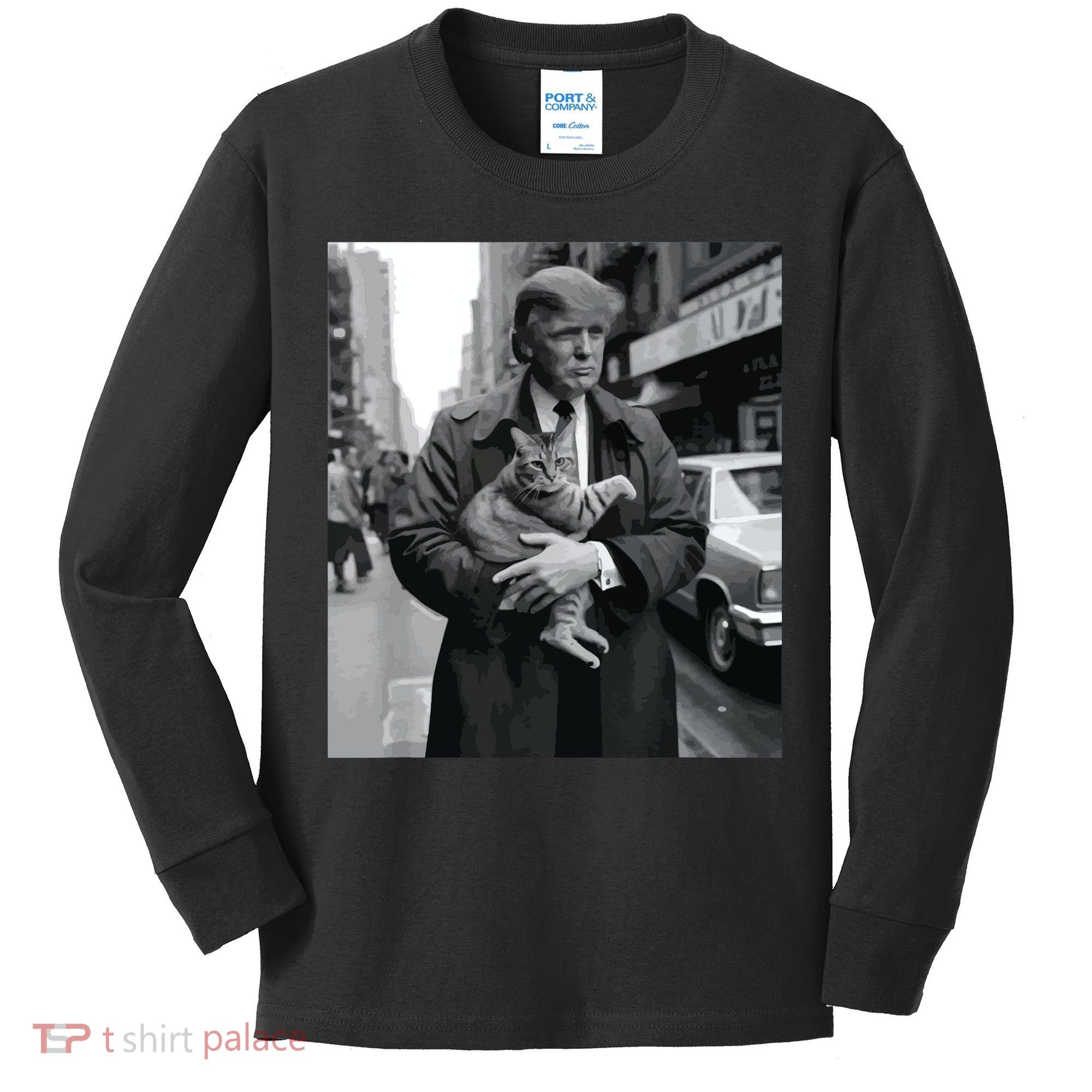 Donald Trump And Cat In Nyc Kids Long Sleeve Shirt