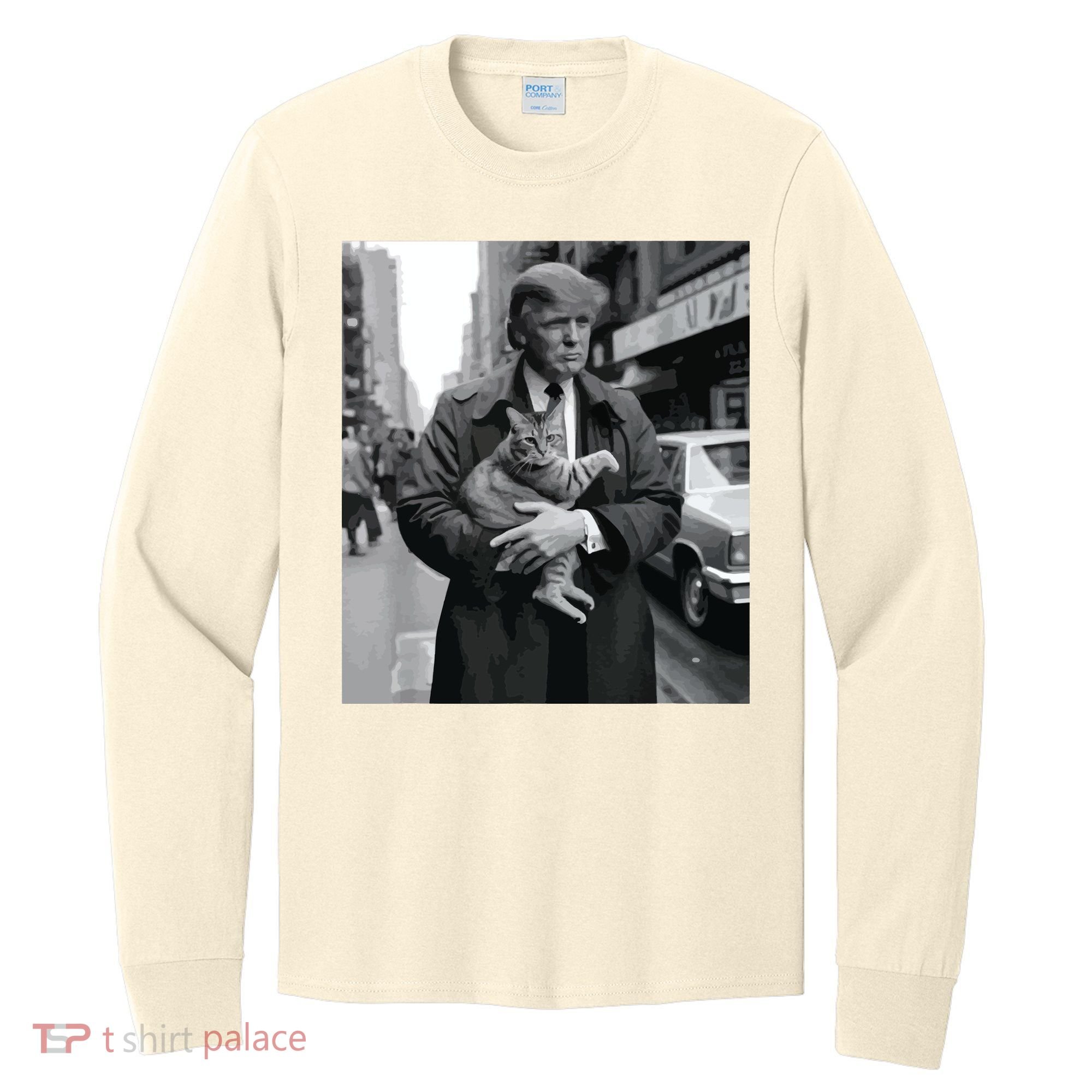Donald Trump And Cat In Nyc Long Sleeve Shirt