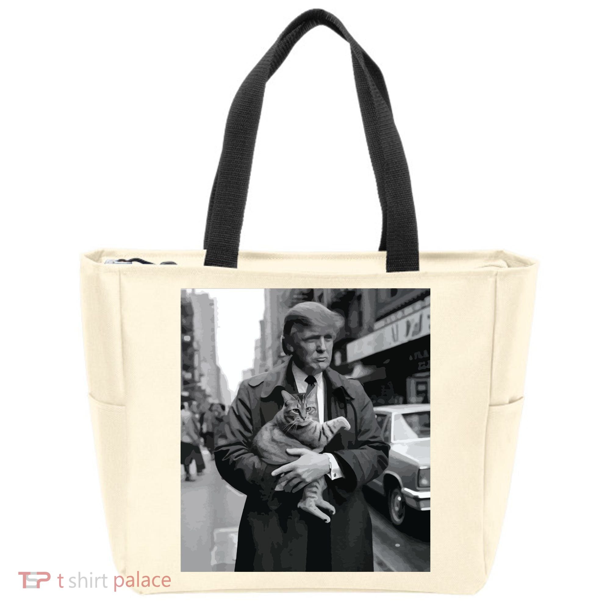 Donald Trump And Cat In Nyc Tote Bag