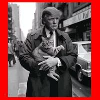 Donald Trump And Cat In Nyc Santa Hat thumb 1