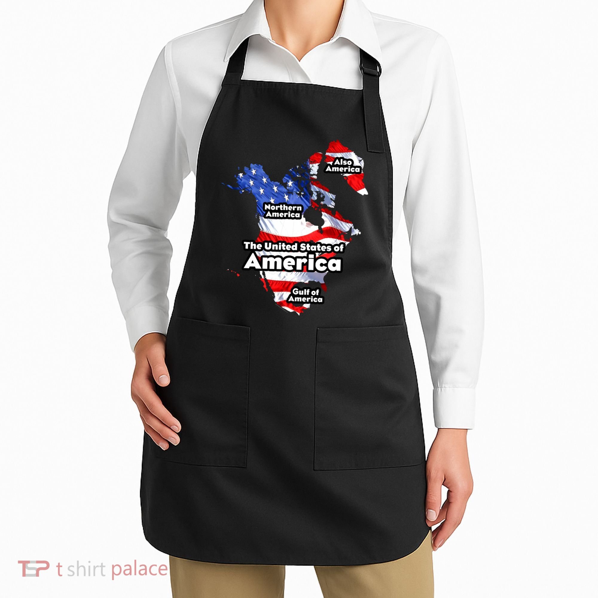 Donald Trump American Flag Canada Greenland Gulf Map Apron