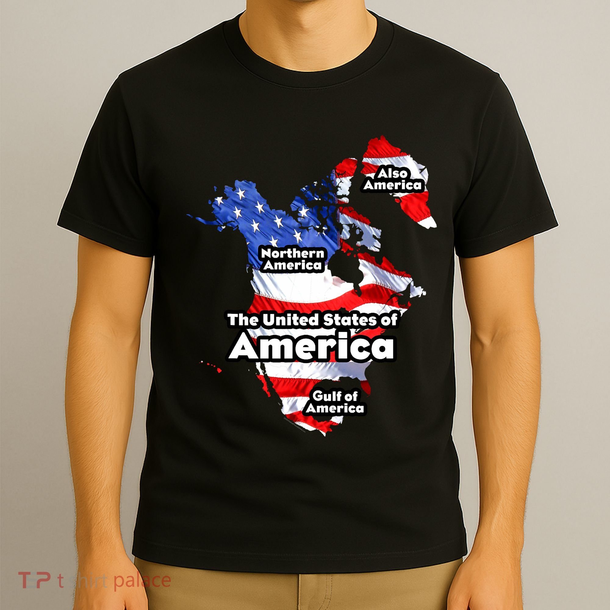 Donald Trump American Flag Canada Greenland Gulf Map T-Shirt