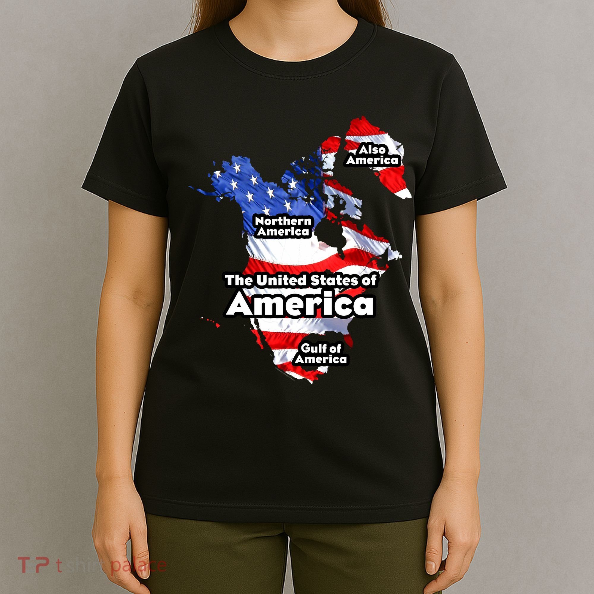 Donald Trump American Flag Canada Greenland Gulf Map T-Shirt