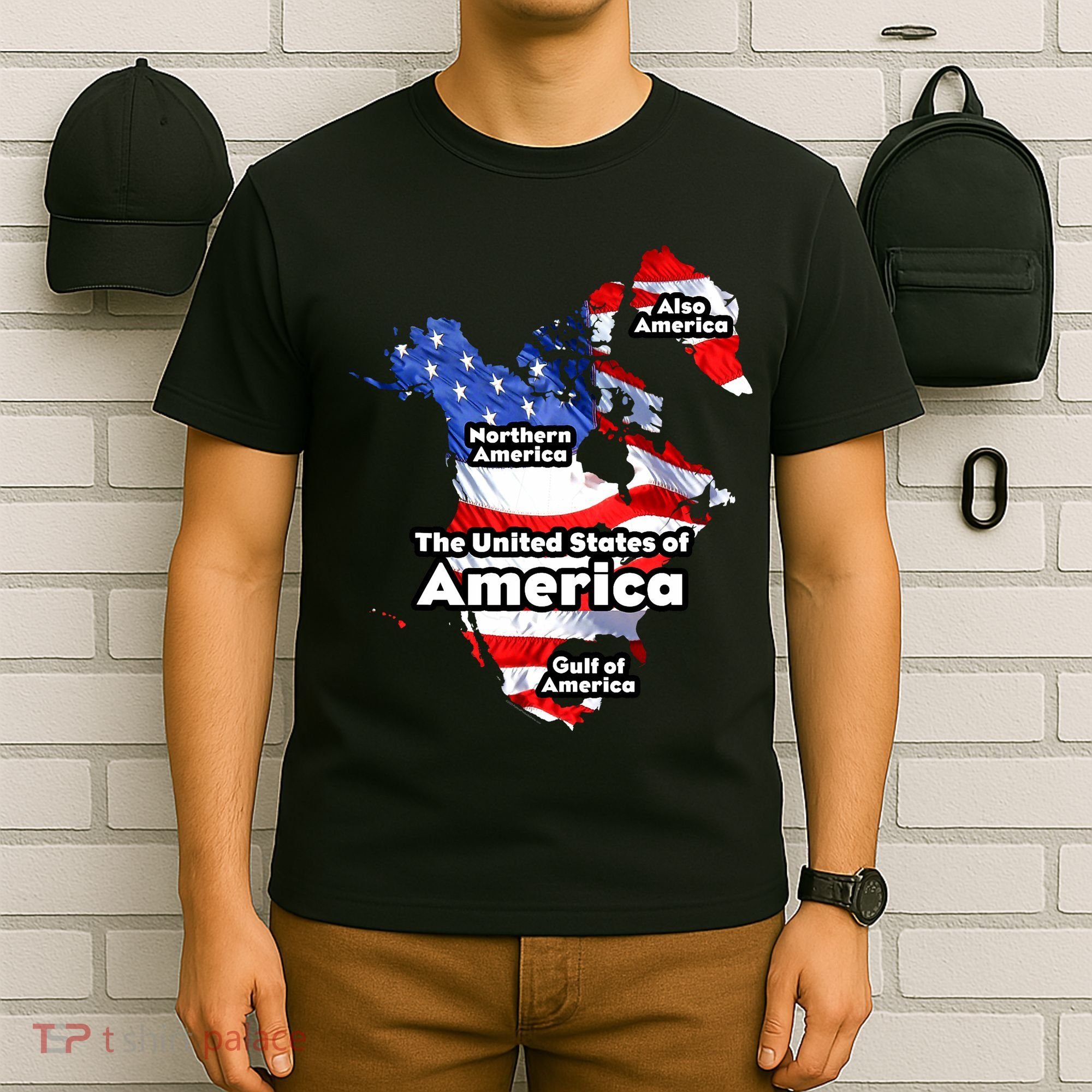 Donald Trump American Flag Canada Greenland Gulf Map T-Shirt