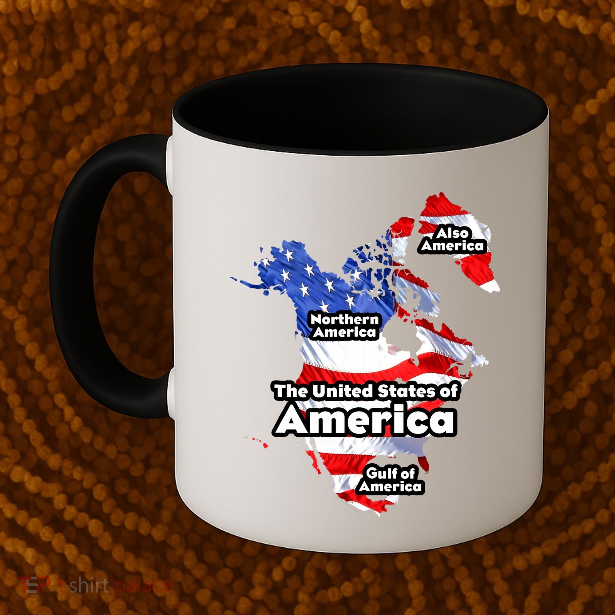 Donald Trump American Flag Canada Greenland Gulf Map Coffee Mug