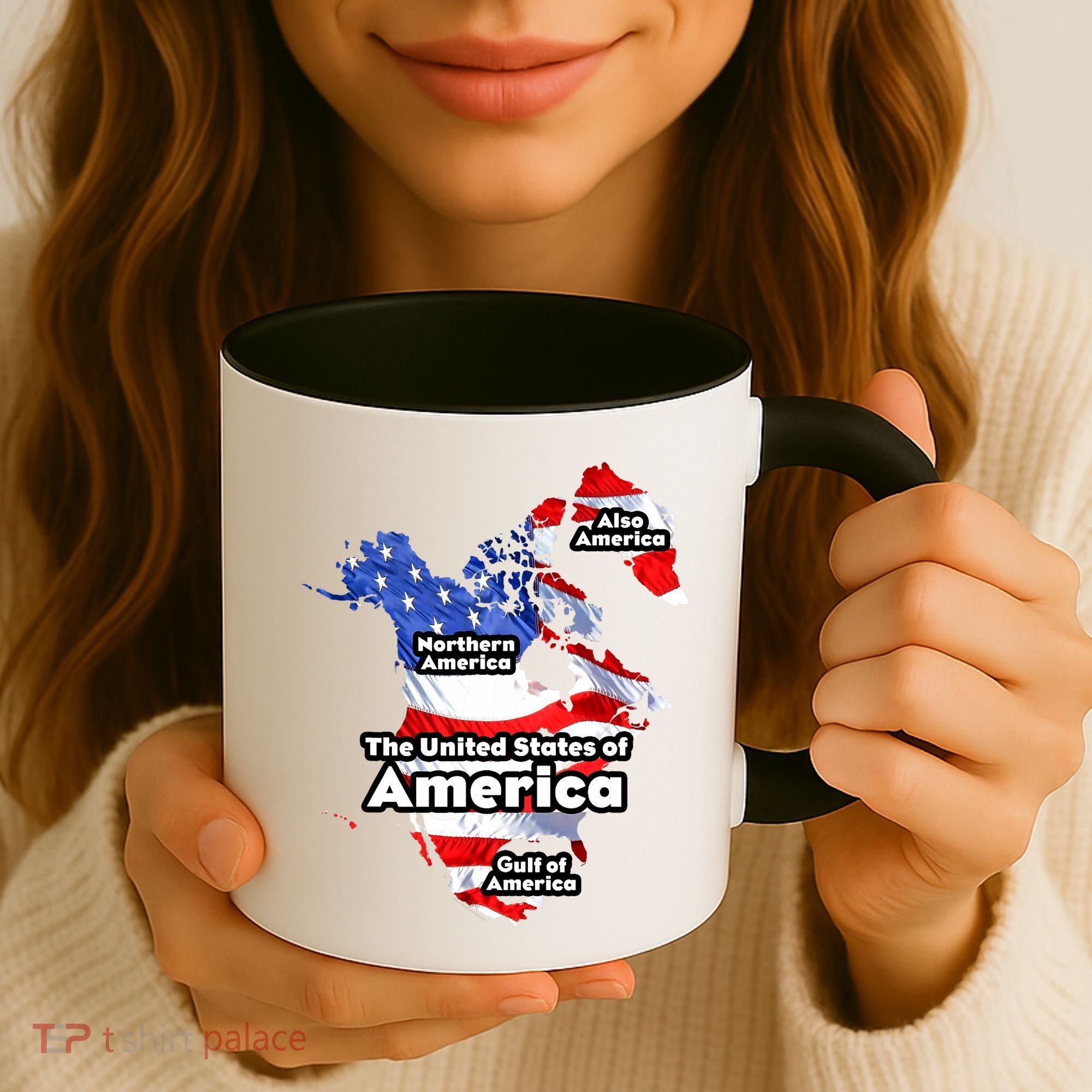 Donald Trump American Flag Canada Greenland Gulf Map Coffee Mug