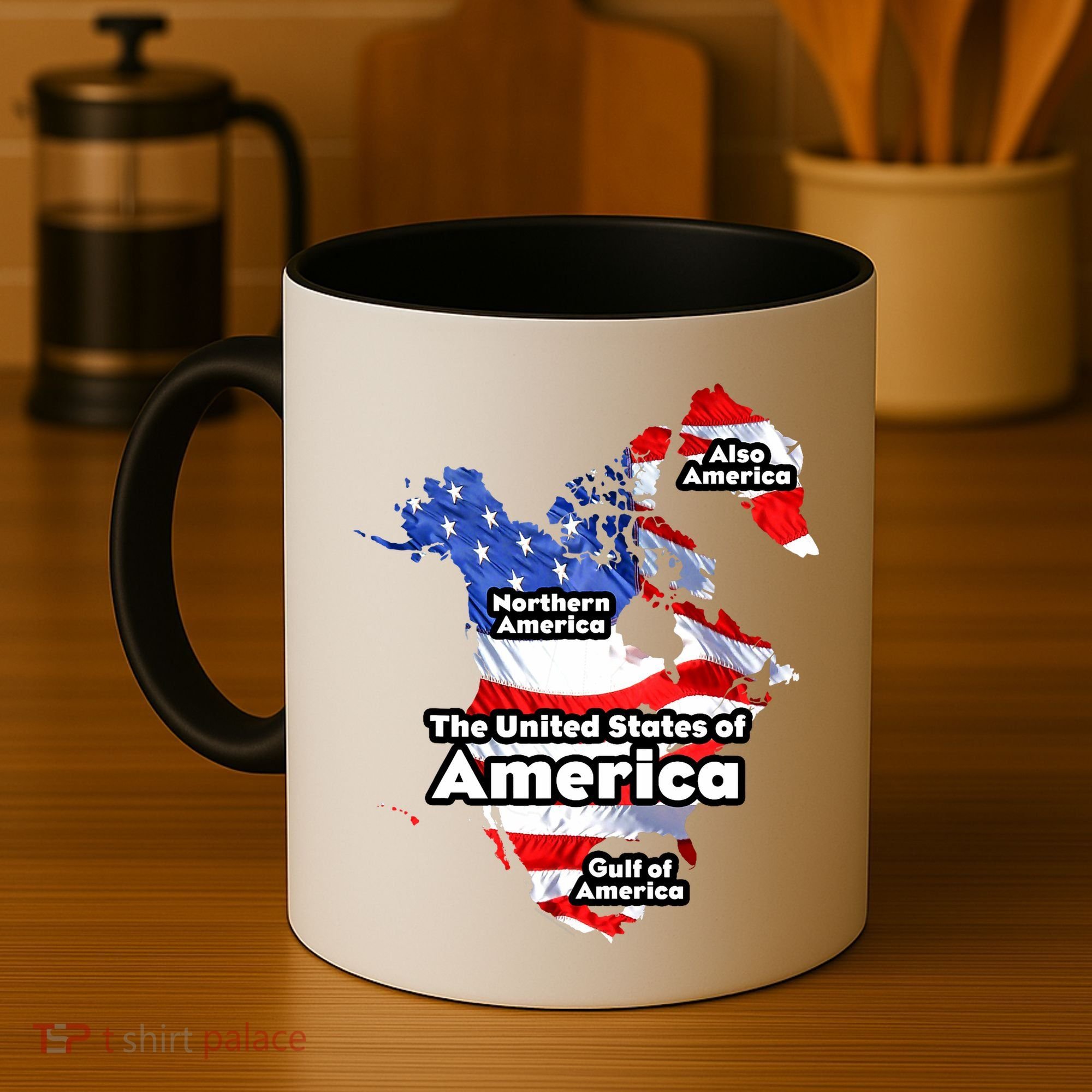 Donald Trump American Flag Canada Greenland Gulf Map Coffee Mug