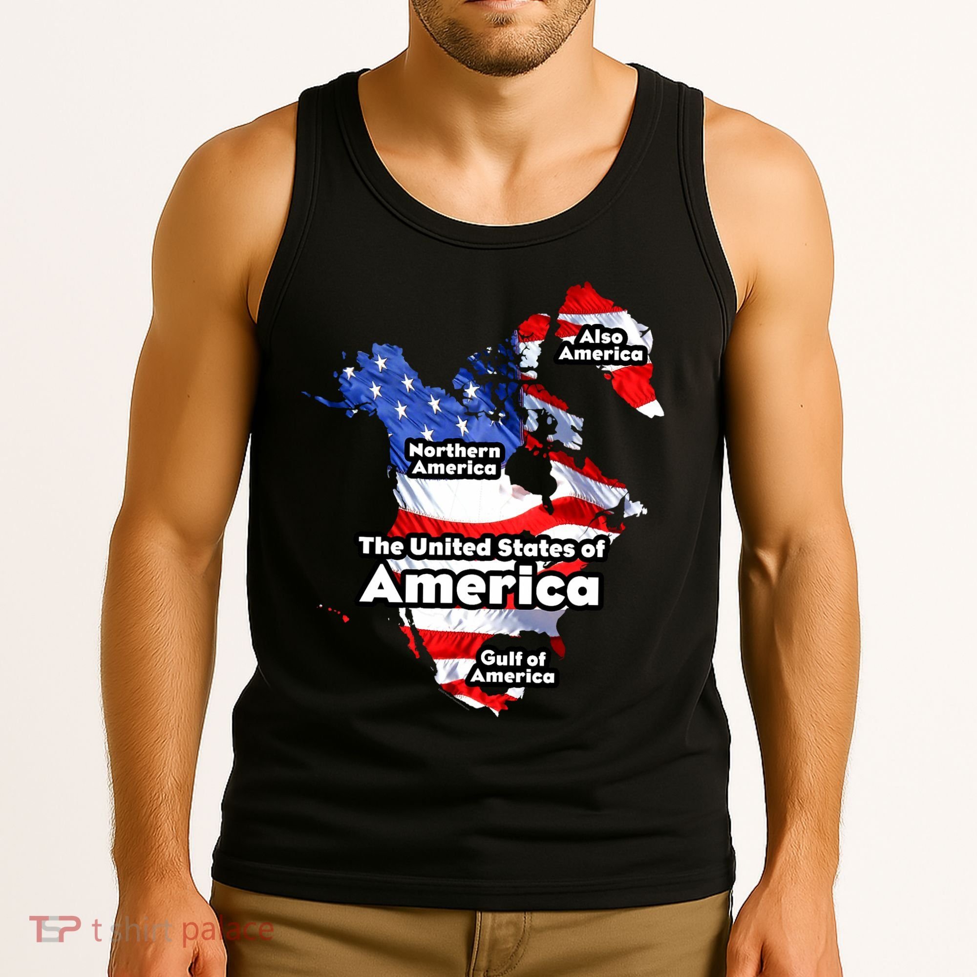 Donald Trump American Flag Canada Greenland Gulf Map Tank Top