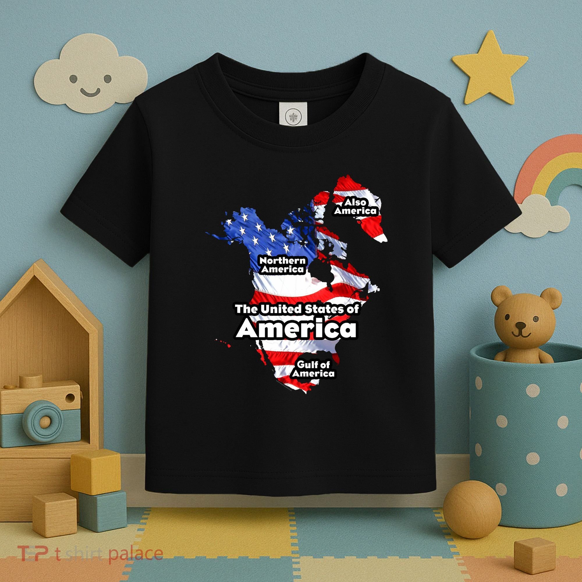 Donald Trump American Flag Canada Greenland Gulf Map Toddler T-Shirt