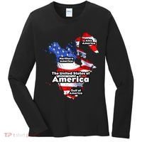 Donald Trump American Flag Canada Greenland Gulf Map Women's Long Sleeve Shirt thumb 0