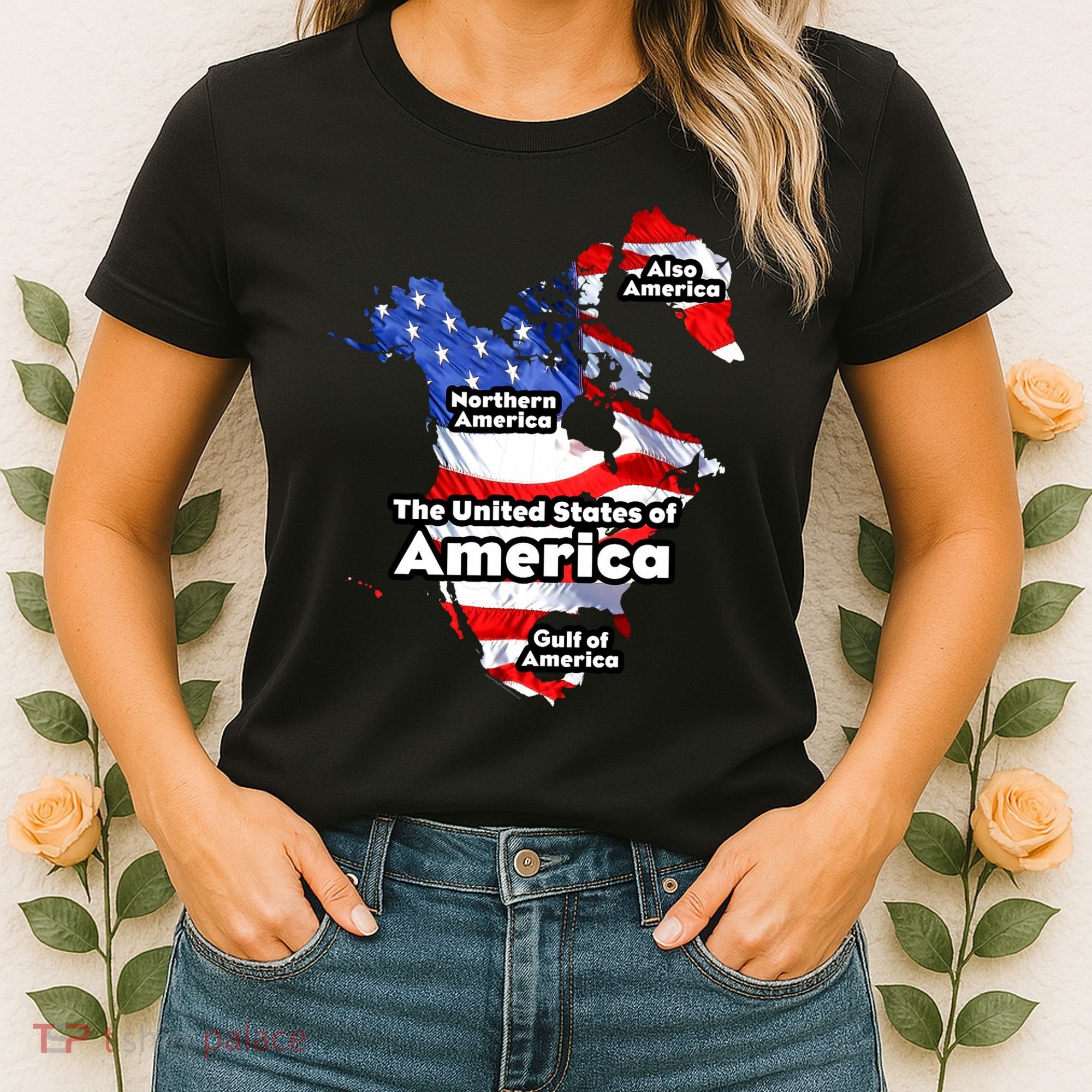 Donald Trump American Flag Canada Greenland Gulf Map Women's T-Shirt