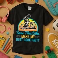 Does This Bike Make My Butt Look Fast Mountain Biking Kids T-Shirt thumb 3