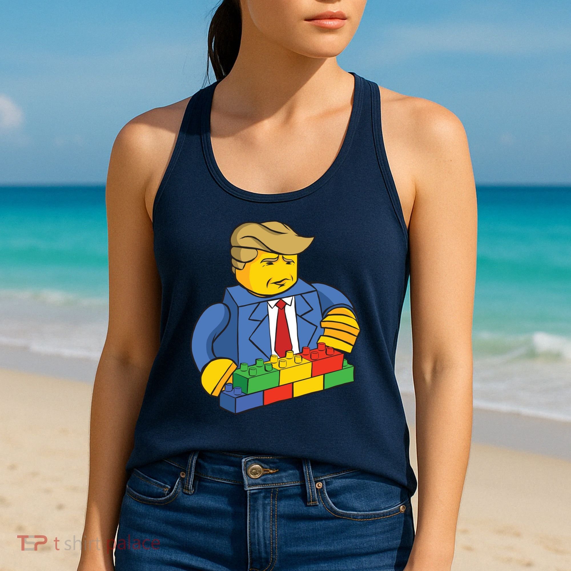 Donald Trump Building Wall Funny Toy Women's Tank Top