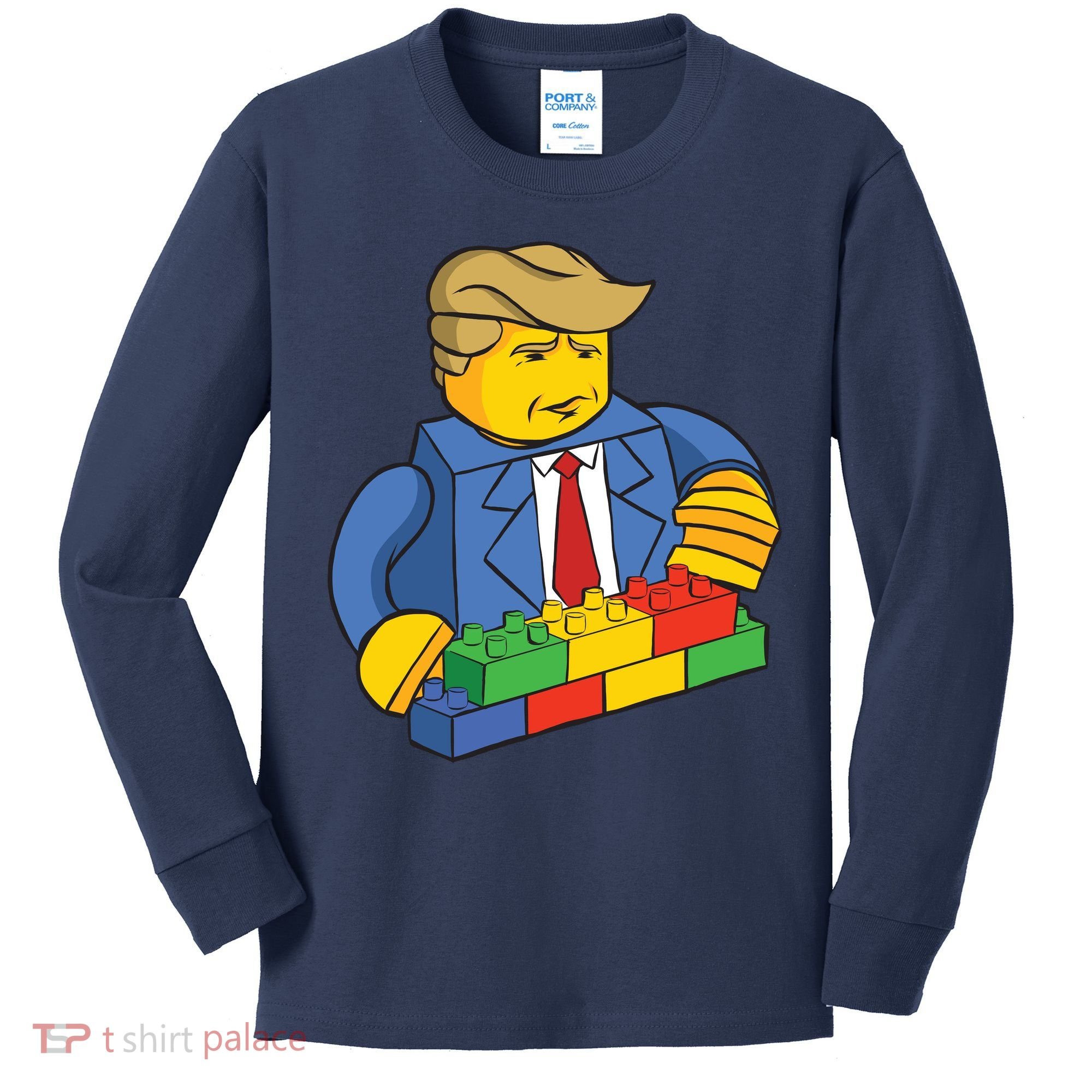 Donald Trump Building Wall Funny Toy Kids Long Sleeve Shirt
