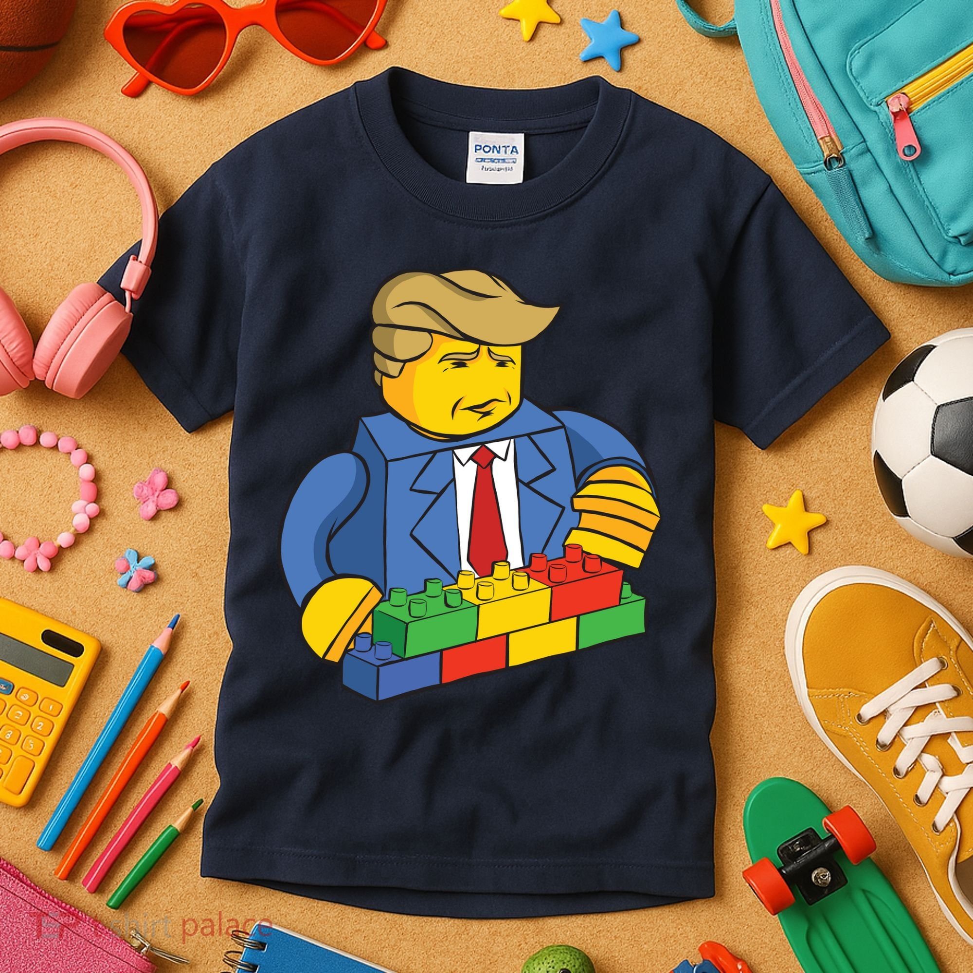 Donald Trump Building Wall Funny Toy Kids T-Shirt