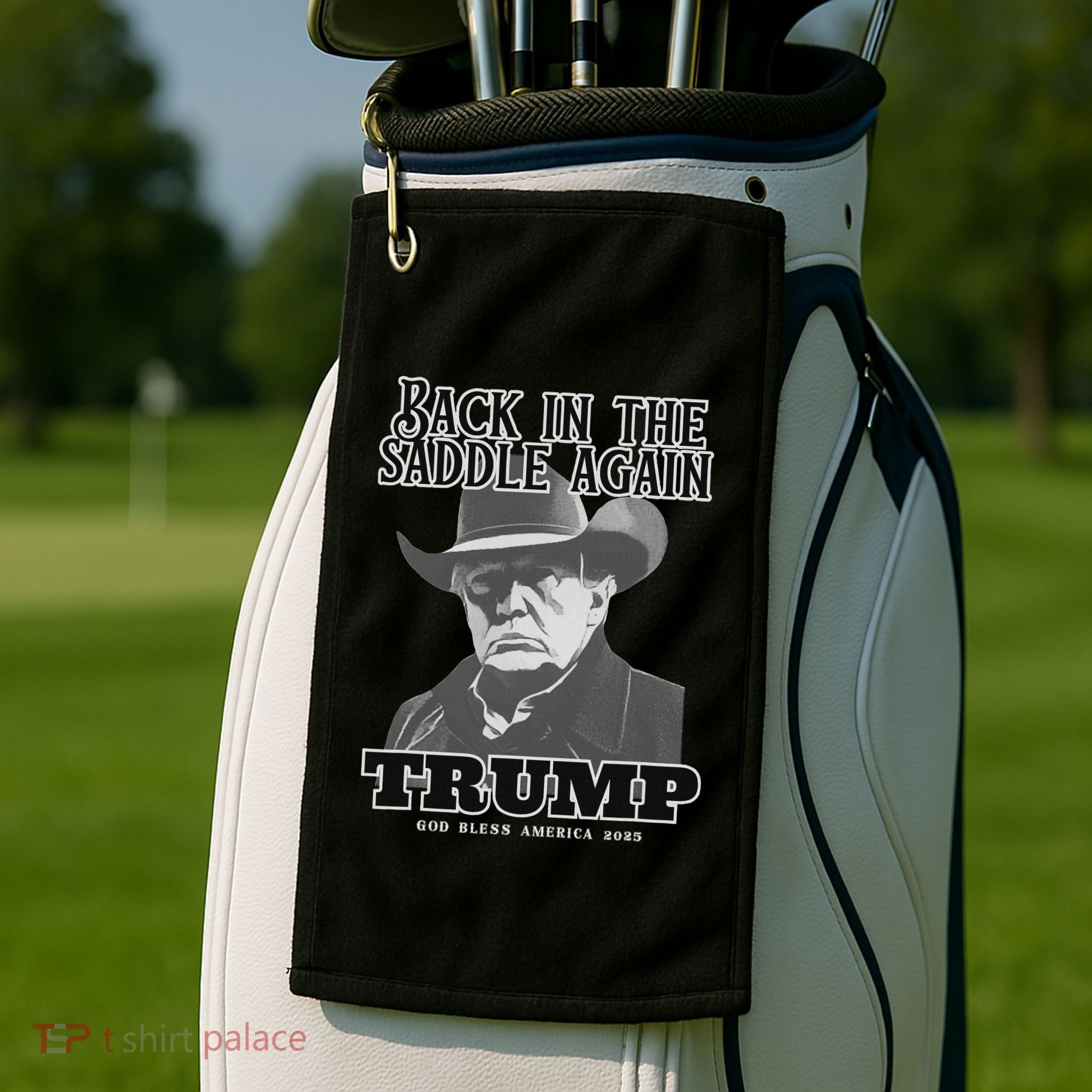 Donald Trump Back In The Saddle Again Golf Towel