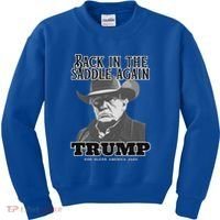 Donald Trump Back In The Saddle Again Kids Sweatshirt thumb 0