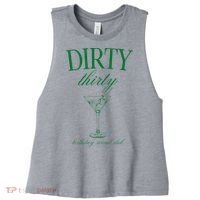 Dirty Thirty Birthday Social Club Retro Green Martini Women's Racerback Cropped Tank thumb 0