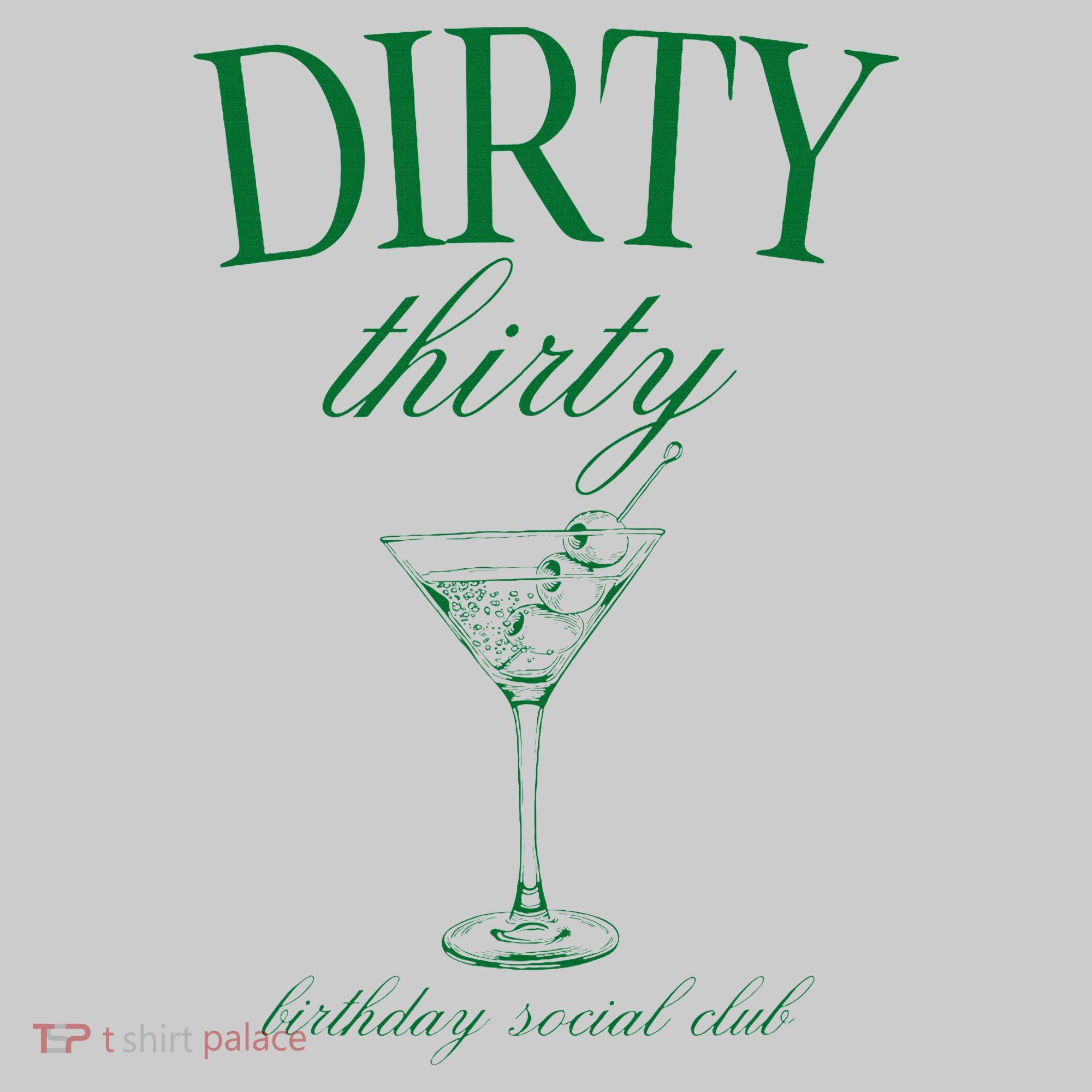Dirty Thirty Birthday Social Club Retro Green Martini Performance Fleece Hoodie
