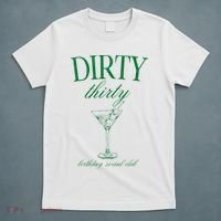 Dirty Thirty Birthday Social Club Retro Green Martini T-Shirt thumb 5