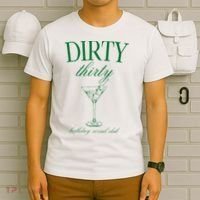 Dirty Thirty Birthday Social Club Retro Green Martini T-Shirt thumb 6