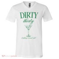 Dirty Thirty Birthday Social Club Retro Green Martini V-Neck T-Shirt thumb 0