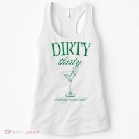 Dirty Thirty Birthday Social Club Retro Green Martini Women's Tank Top thumb 0