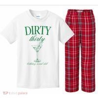 Dirty Thirty Birthday Social Club Retro Green Martini Kids Plaid Pajama Set thumb 0