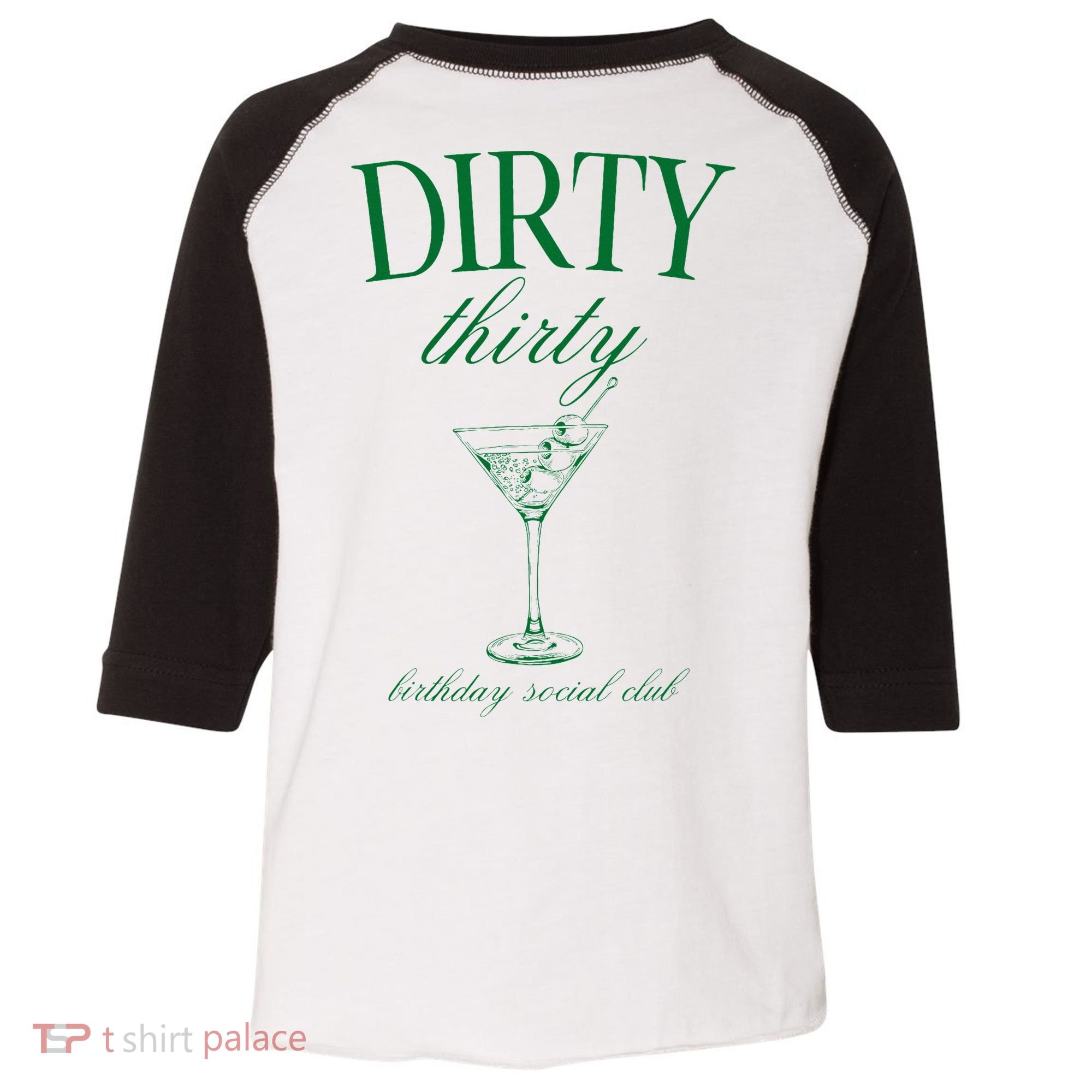 Dirty Thirty Birthday Social Club Retro Green Martini Toddler Fine Jersey T-Shirt