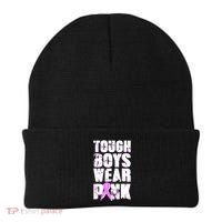 Distressed Tough Boys Wear Pink Breast Cancer Awareness Beanie thumb 0