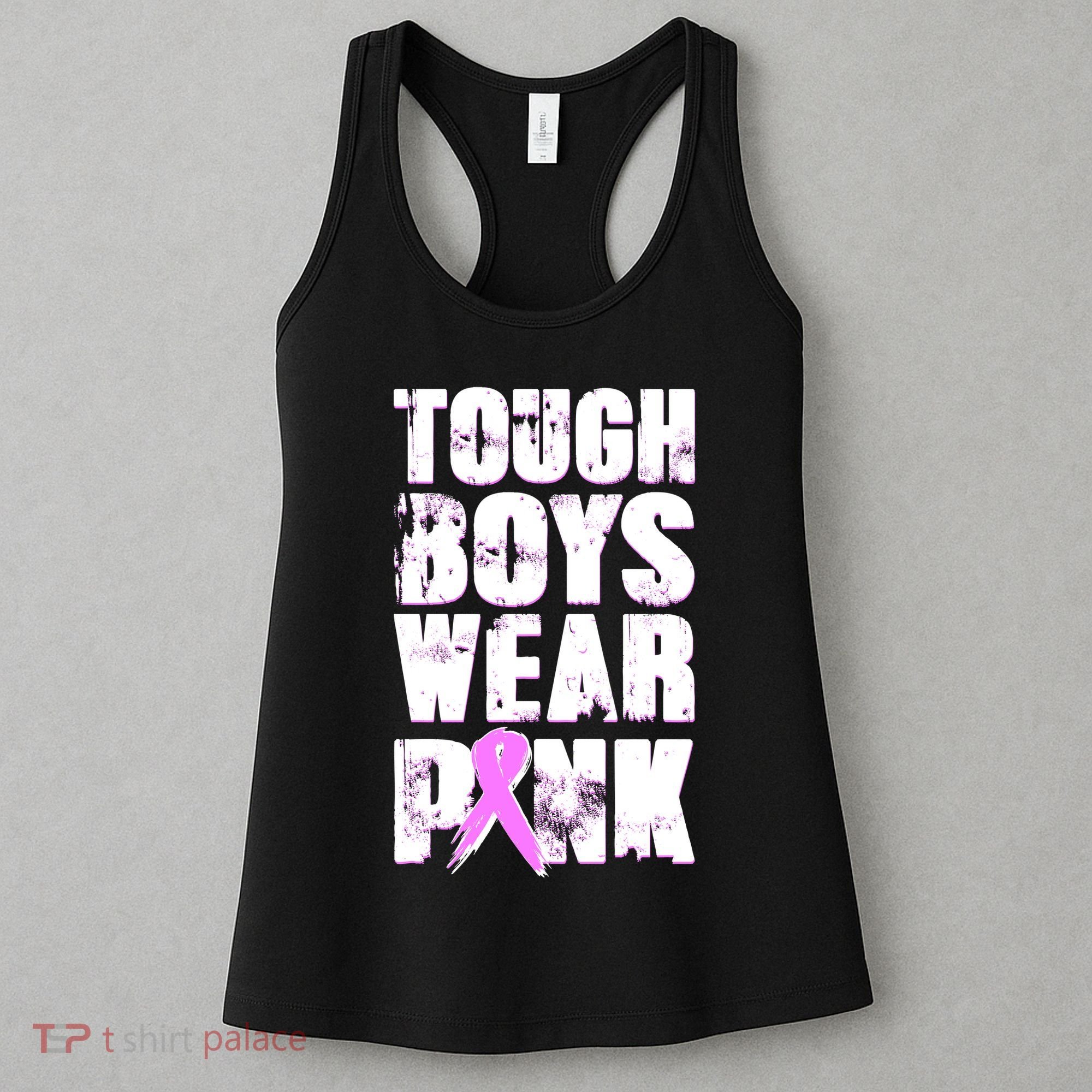 Distressed Tough Boys Wear Pink Breast Cancer Awareness Women's Tank Top